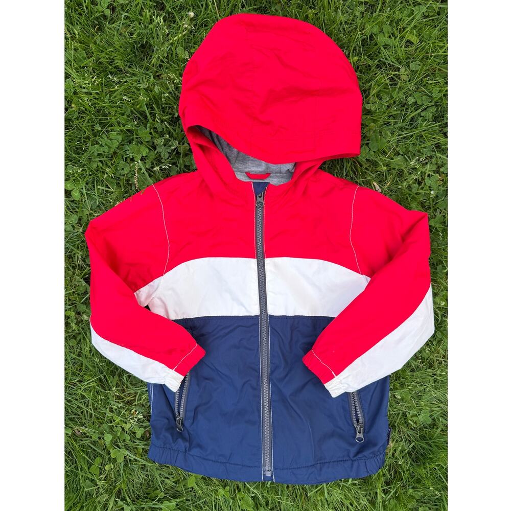 Baby GAP Toddler Hooded Zipper Jacket Red Blue Colorblock Full Zip (SZ 4T)